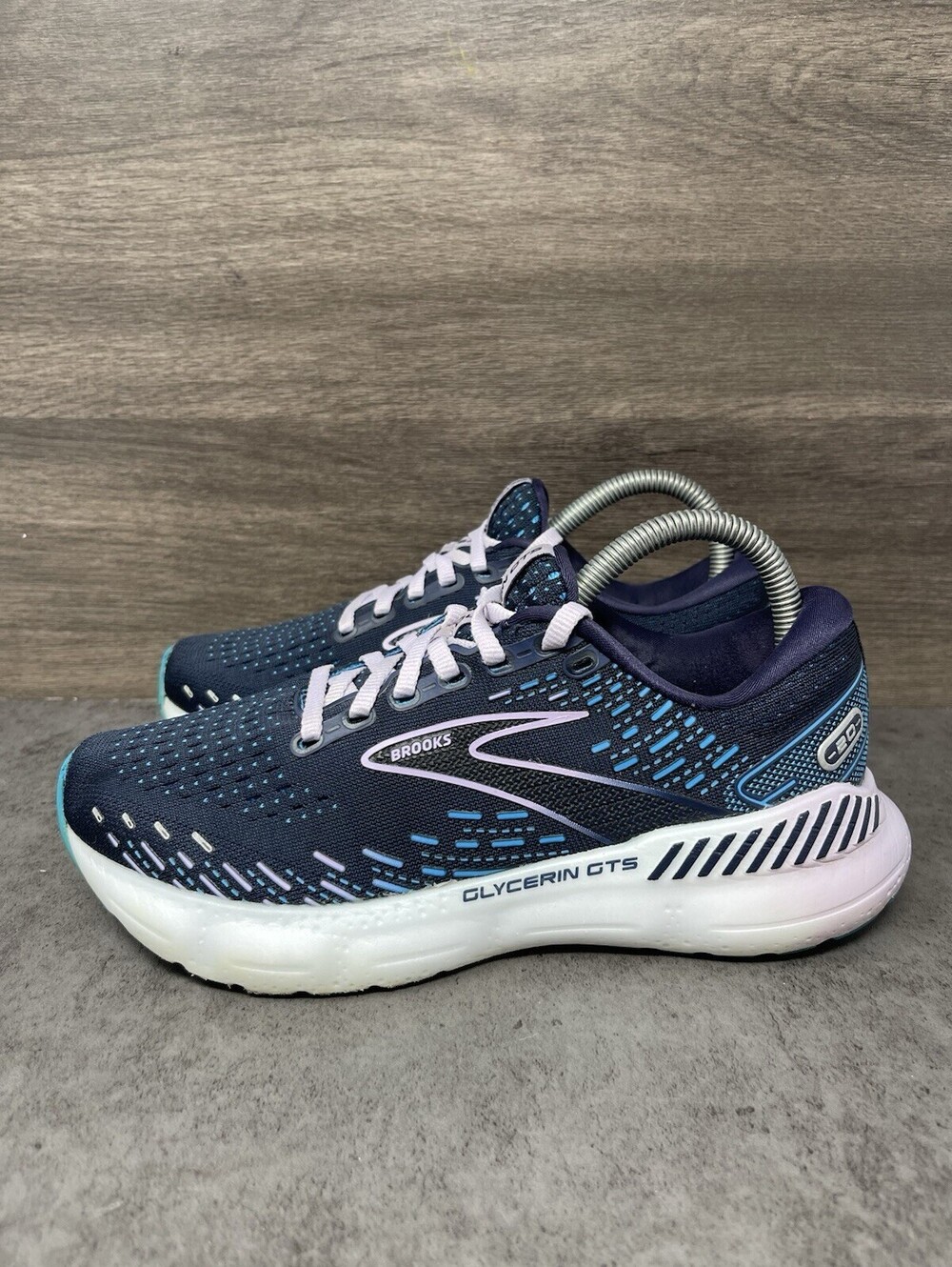 Brooks Glycerin GTS 20 Navy Blue Purple Size 6.5 Womens Running Walking Shoes